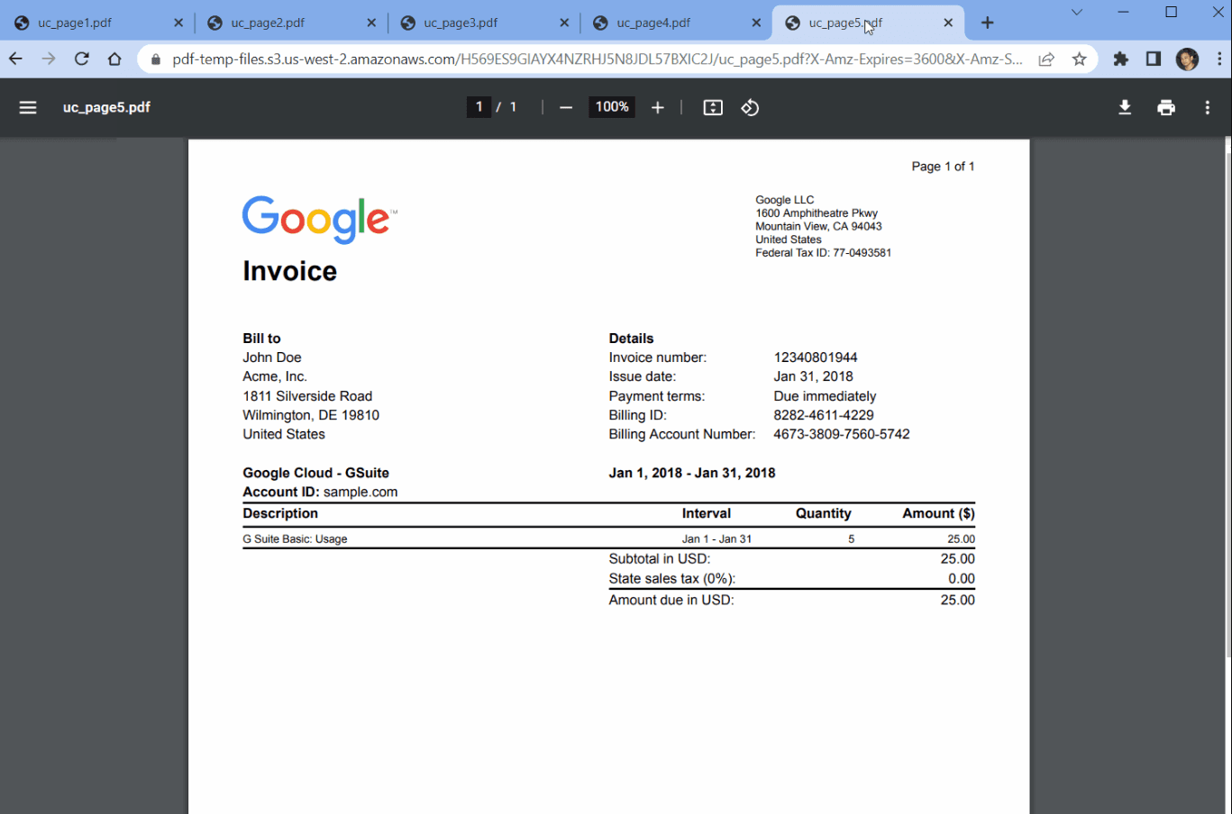 Generated PDF Files