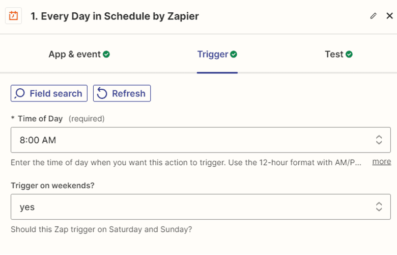 Every day schedule