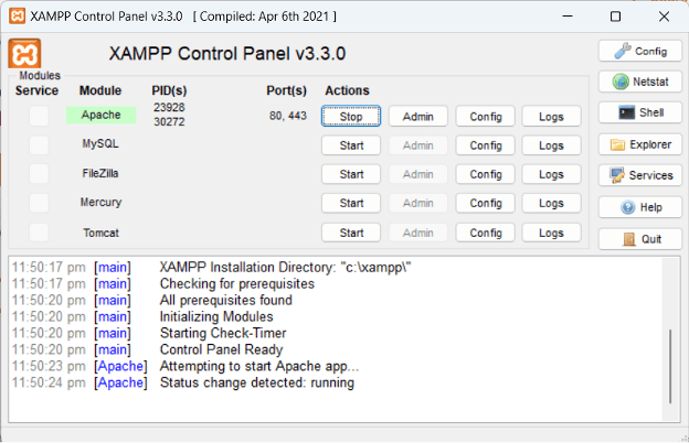 Start the Apache Module