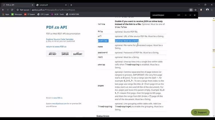 Convert PDF to JSON API