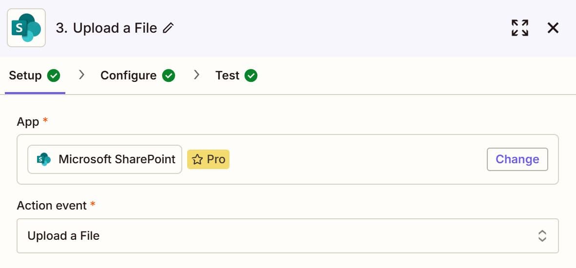 Add the SharePoint Upload a File Module