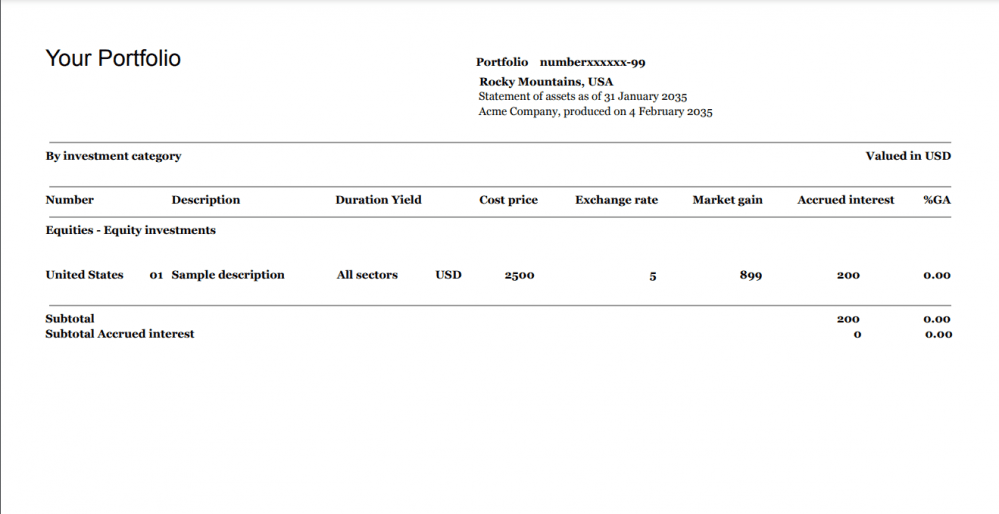 Screenshot of Statement of Assets