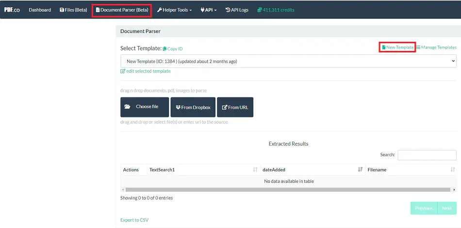 Dashboard page