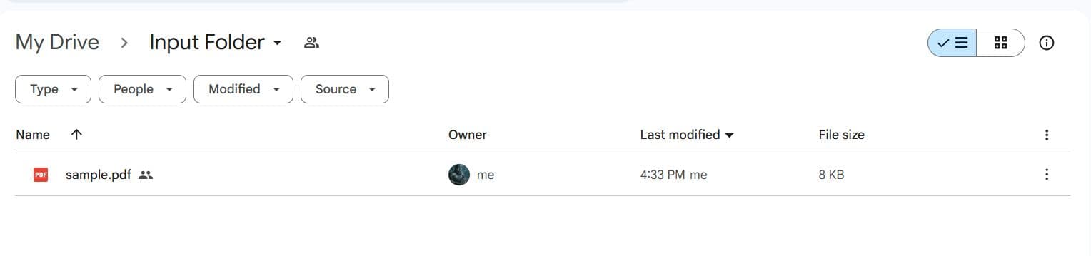 File in Google Drive Folder