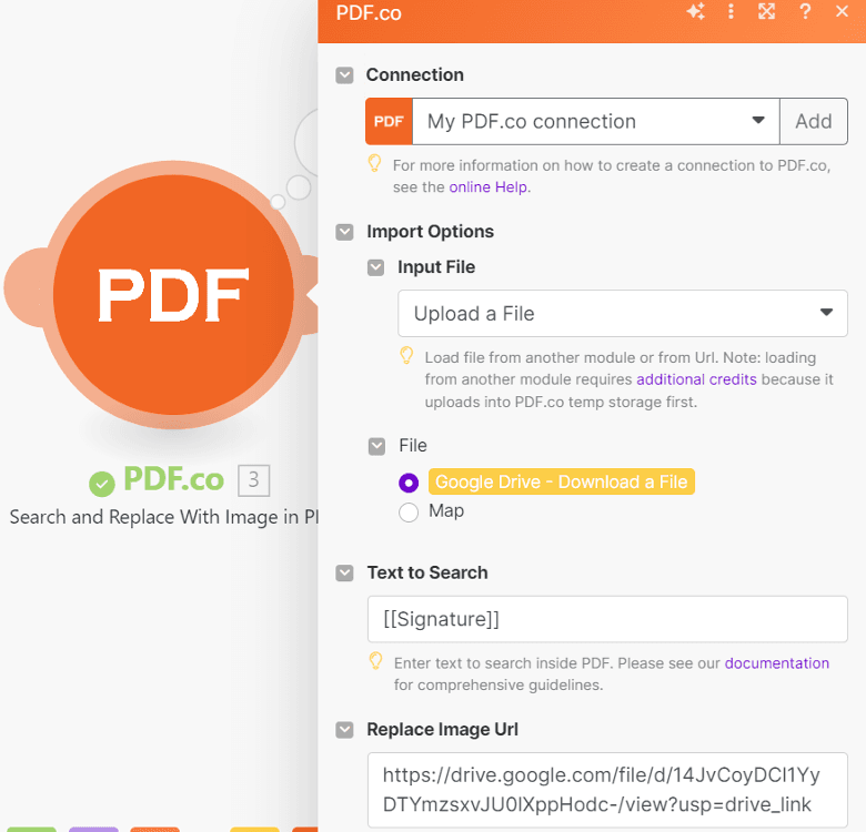 Setup PDF.co Replace with Image