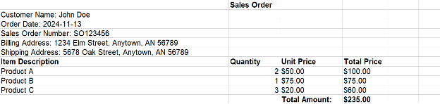 Generated Excel Output