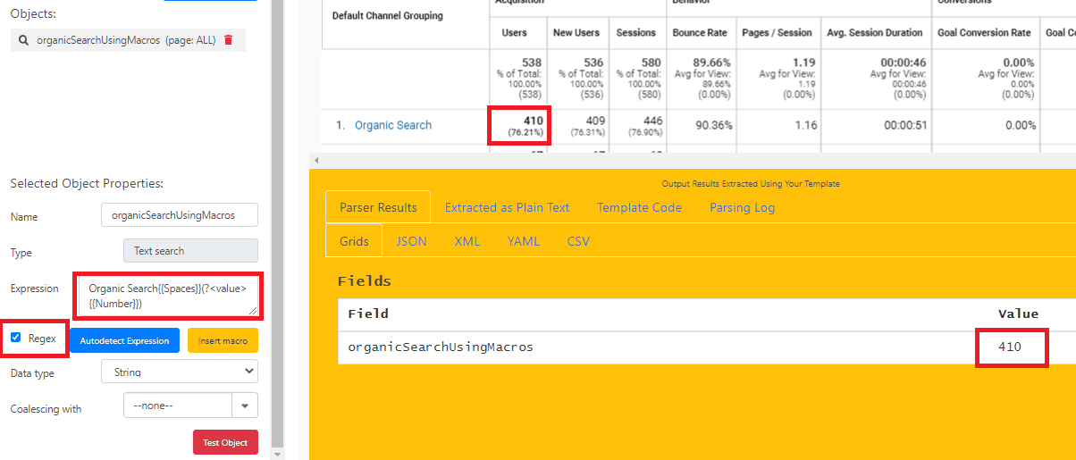 Add The Search Pattern In the Expression Field