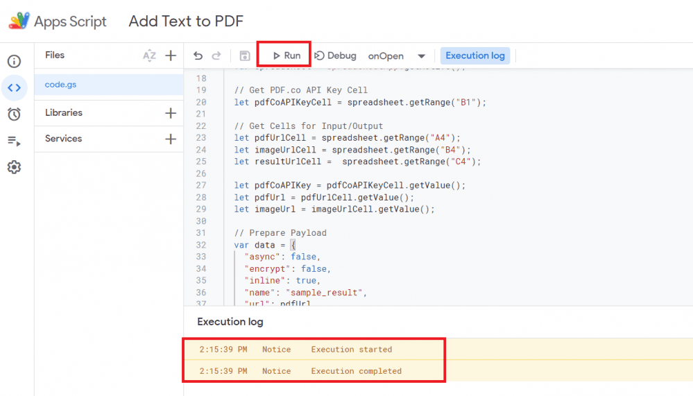 Run App Script