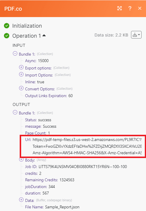 Run PDF.co Result