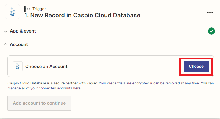 Connect Caspio Account