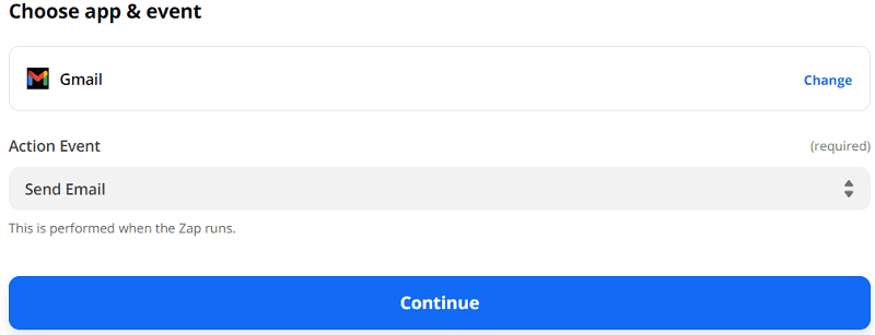 Select an action event
