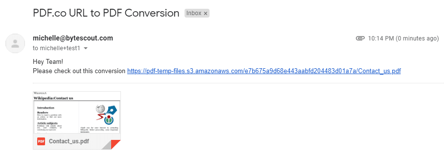 Email with attached PDF in Inbox