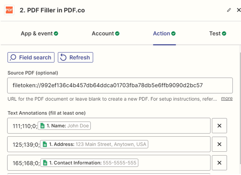 PDF Filler Configuration