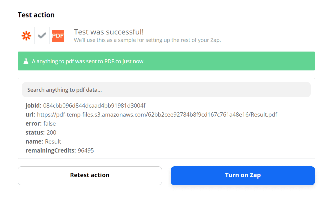 PDF.co Request Processed Successfully