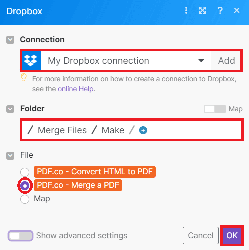Setup Upload a File Configuration