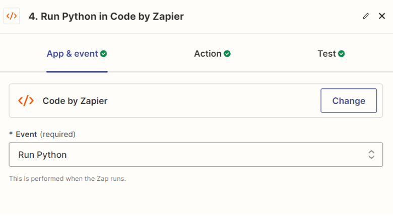 Run Python in Code by Zapier