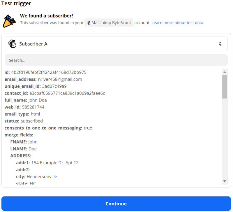 Test trigger successful