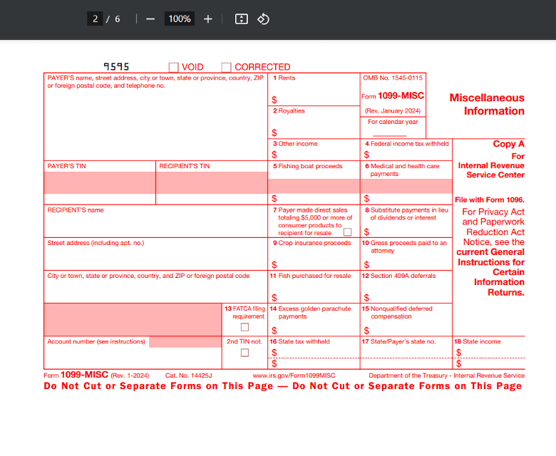 Sample IRS PDF Form