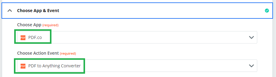 Set PDF To Anything As The Action Step