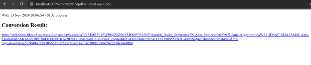 Access the Generated Excel Result